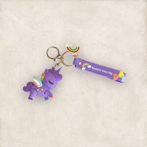 3D Purple Unicorn Keychain Bag Charm Accessory Wristlet